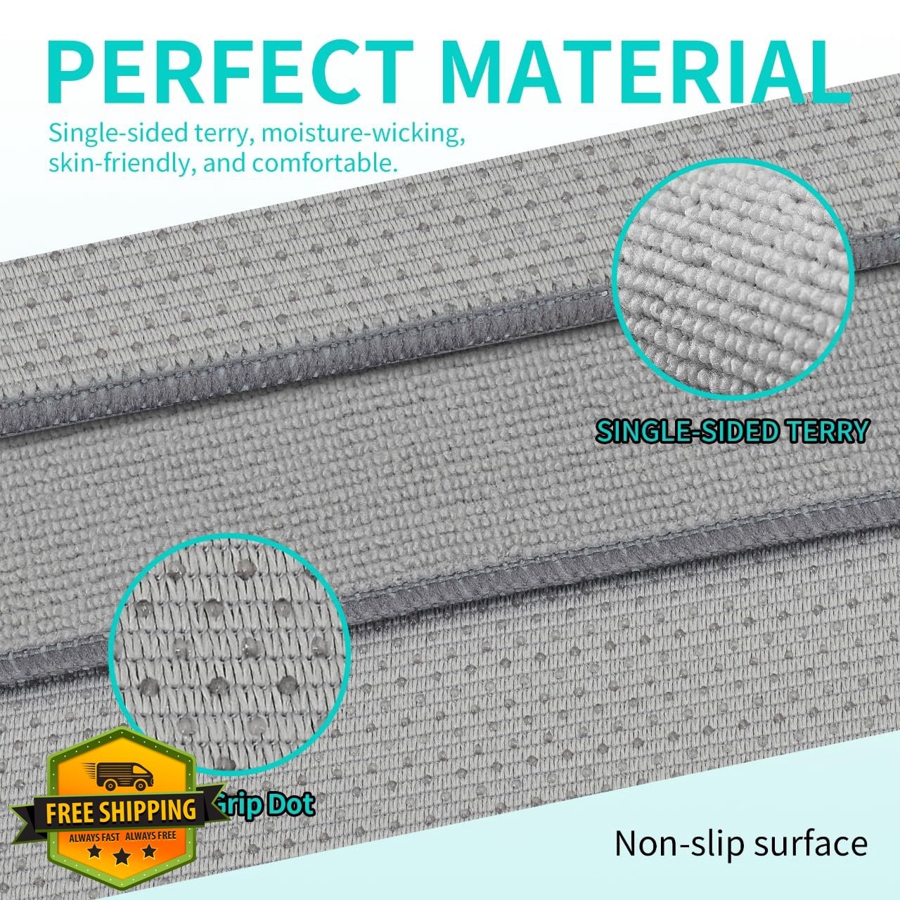 IFWIND 2 Yoga Mat Towels Light Gray Dark Gray