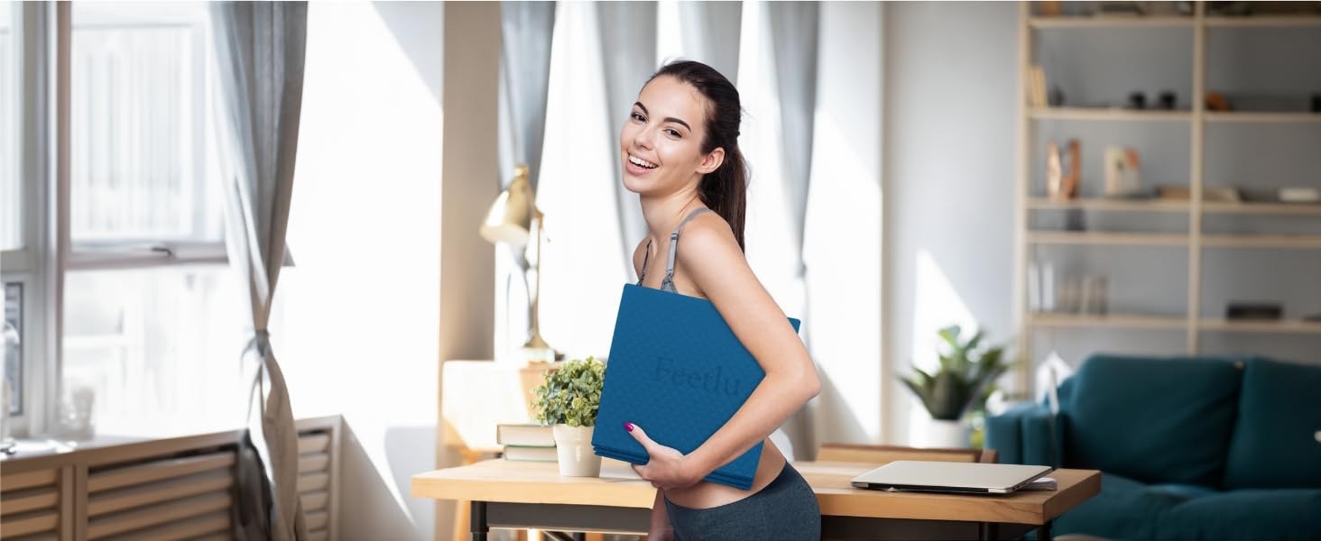 Foldable Yoga Mat, 6mm, Non-Slip, Lightweight, 72”x24”, Travel Mat, Gray