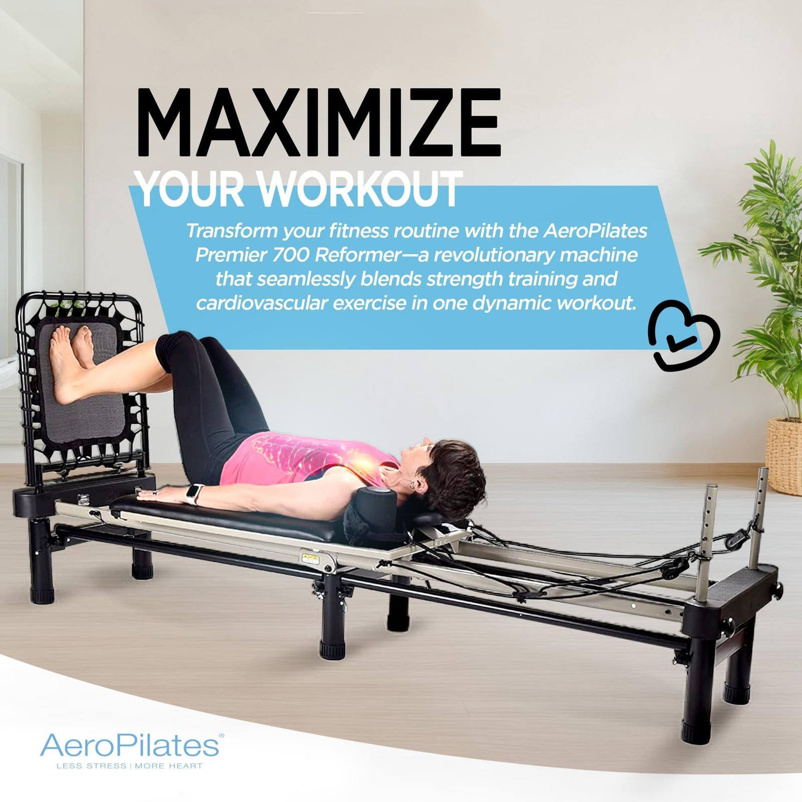 AeroPilates Premier Studio 700 Reformer for Strength Exercise Training with C…