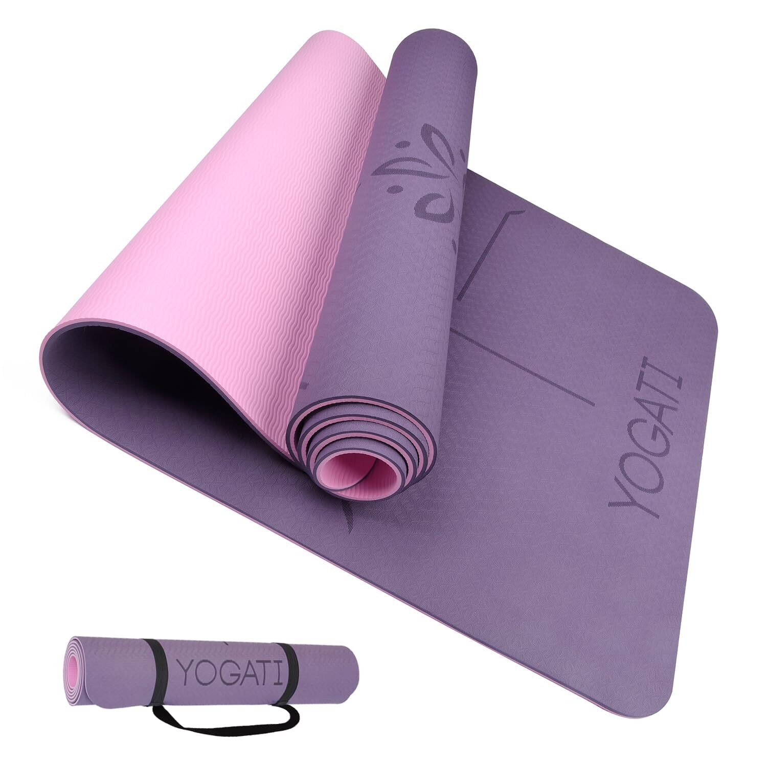 Purple Exercise Mat Non Slip 6mm Thick for Yoga Pilates Fitness Workouts