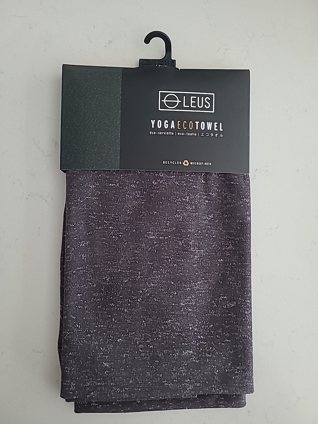 Leus Yoga ECO Towel Mat Suede Microfiber 68”x24” BLACK HEATHER (B2-B7)