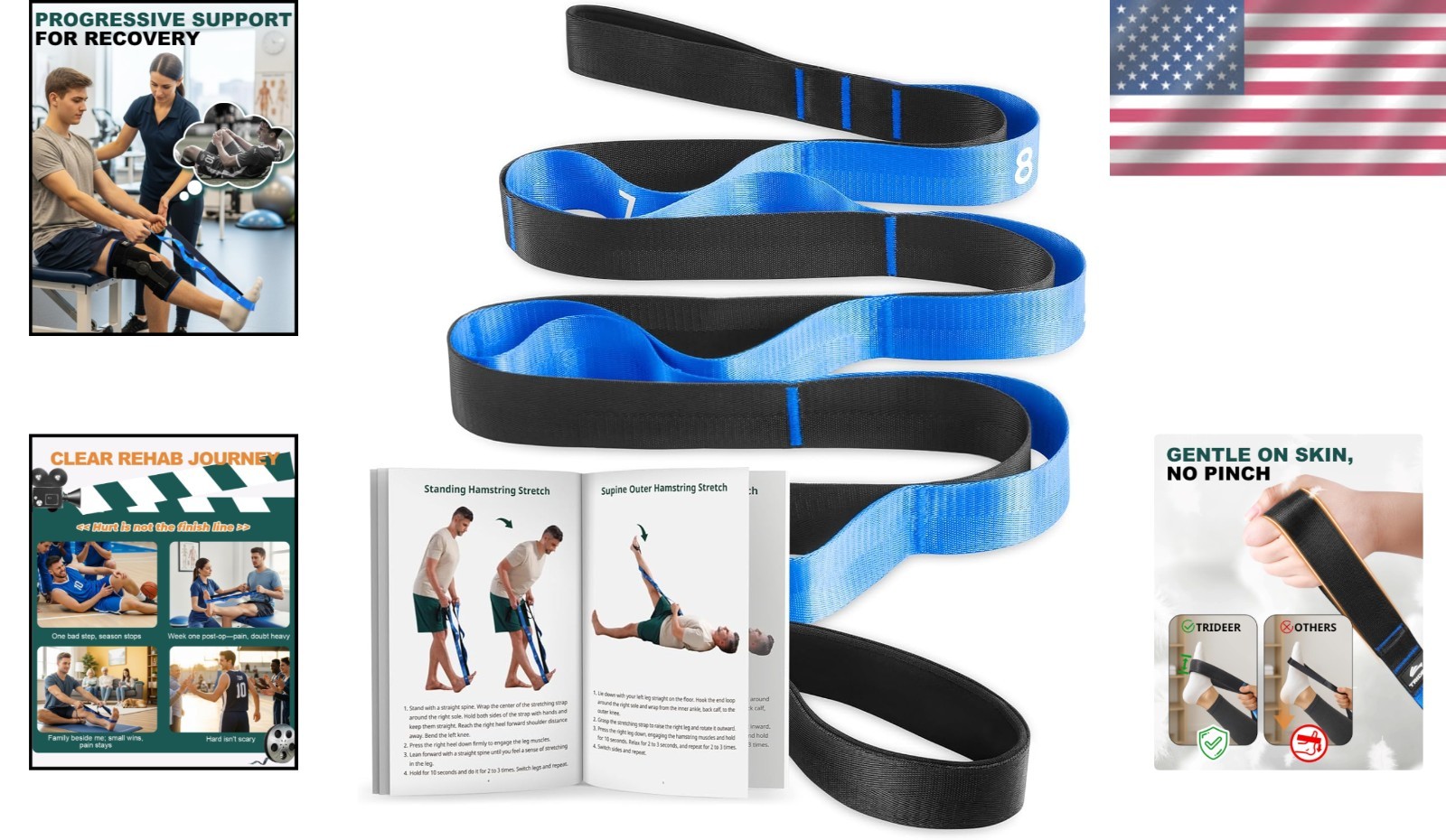 Stretching Strap with Loops for Physical Therapy