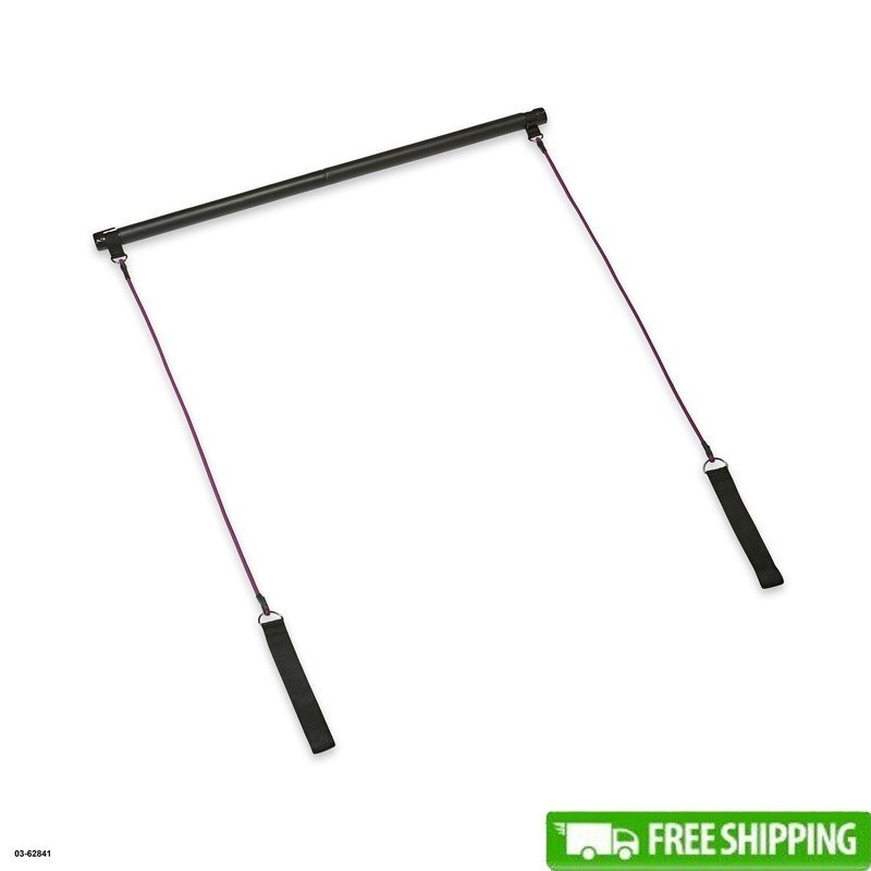 Pilates Bar Kit W/ Resistance Cords Foot Straps Home Workout Fitness Accessories