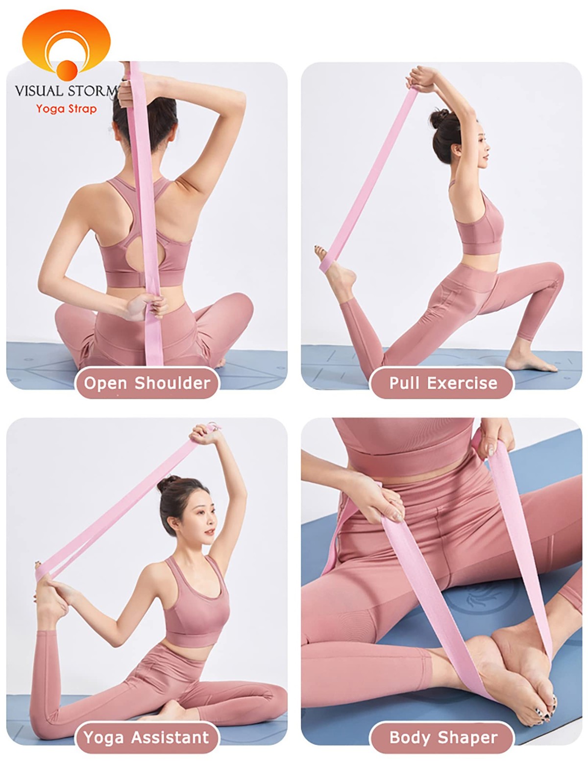 8ft Cotton Yoga Strap for Stretching with a D-Ring, Thick Cotton Nylon Yoga B…