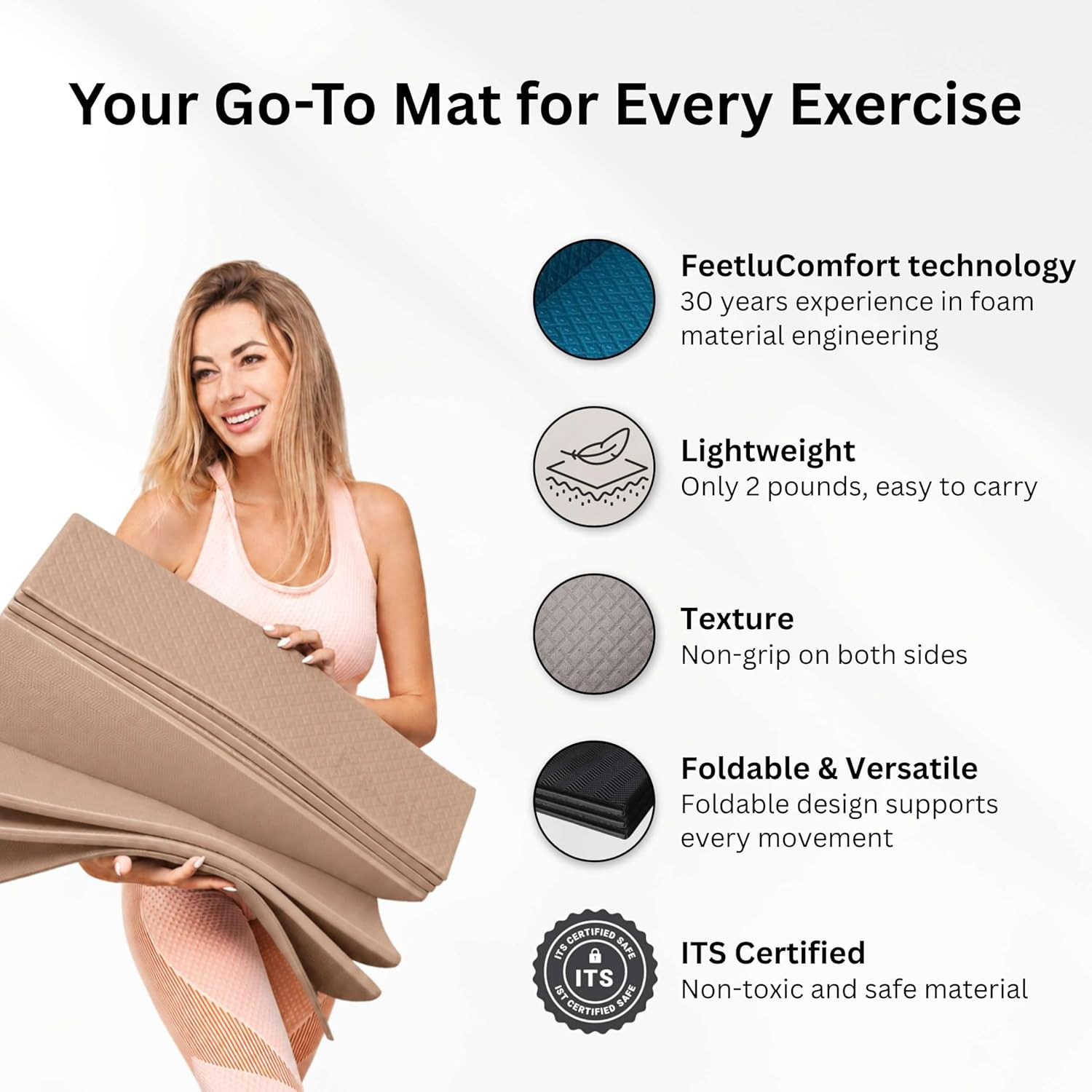 Foldable Yoga Exercise Mat – Lightweight, Anti-Slip, and Easy to Store for Yoga,