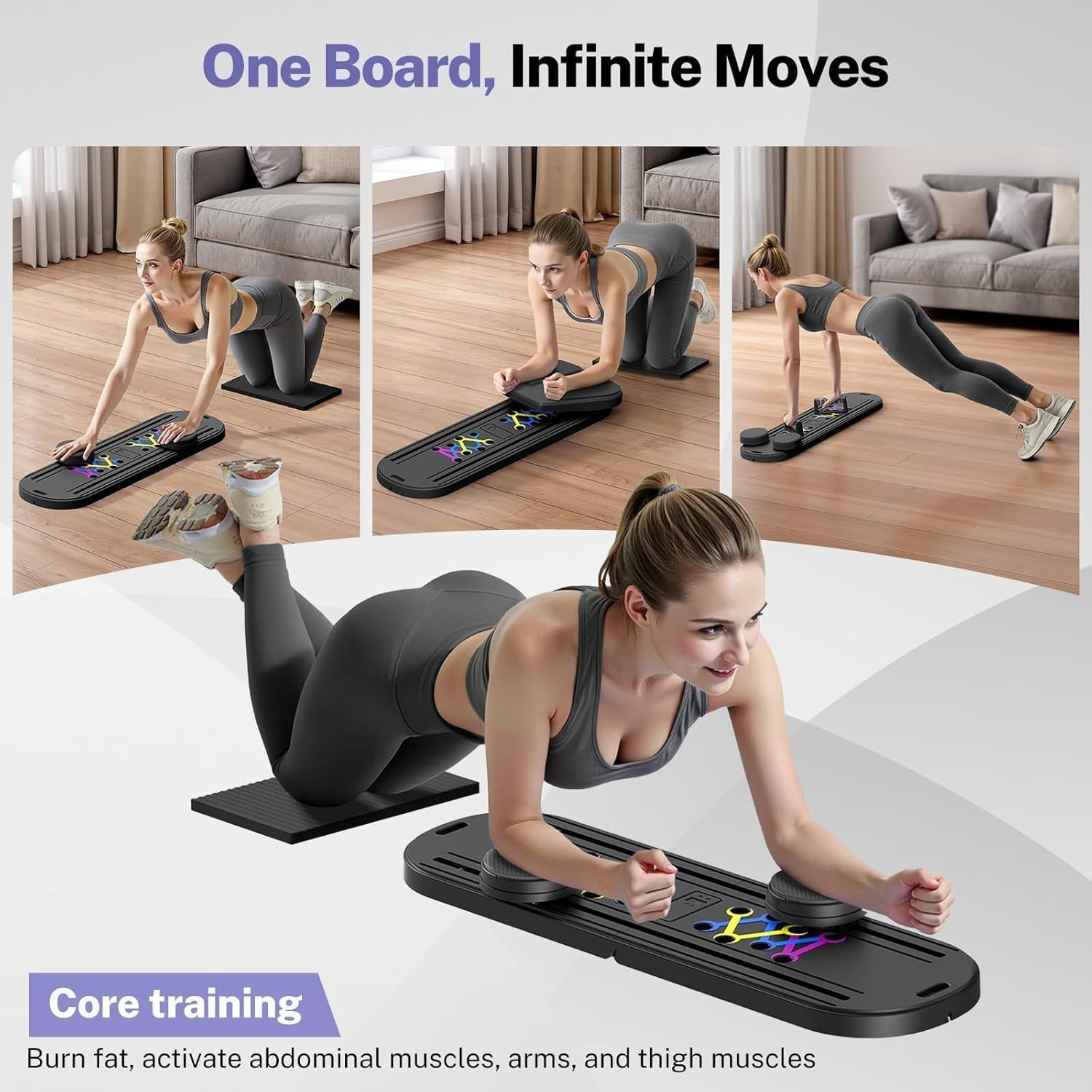 Movoca Pilates Board, Foladable Pilates Reformer Machine with Timer, 7-in-1