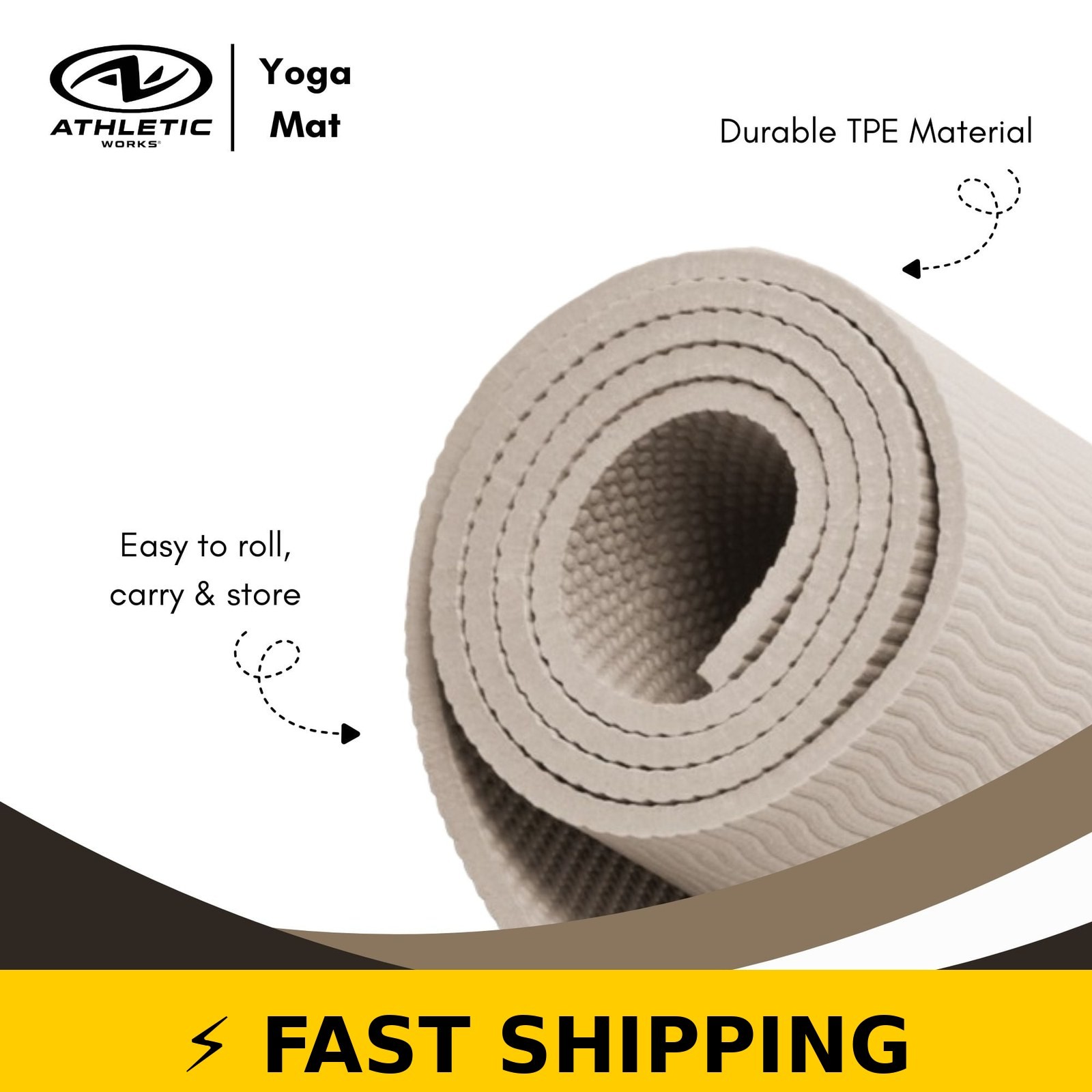 Athletic Works 68×24 inch TPE Yoga Mat with Carry Strap