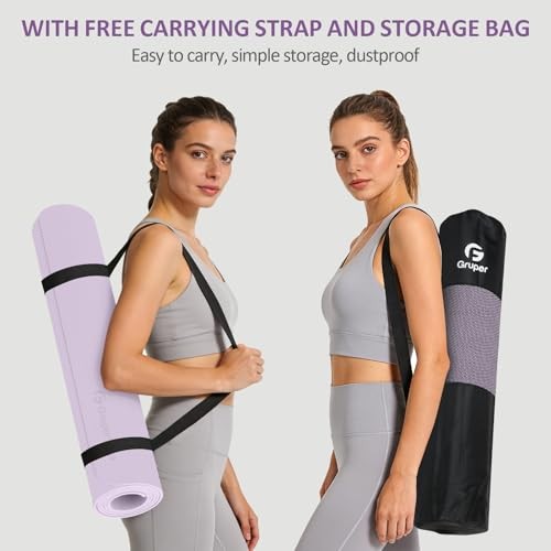 Yoga Mat Non Slip, 72&Prime;L x 24&Prime;W x 0.24&Prime;/0.32&Prime;TH, 0.24*24*72 Inches Lavender