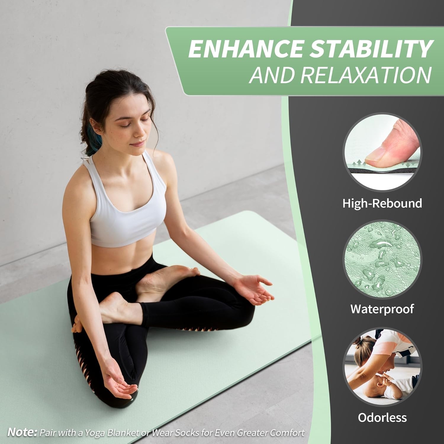 Yoga Mat for Women Men Kids, 1/3 & 1/4 & 2/5 Inch Extra Thick Yoga Mat Non Sl…
