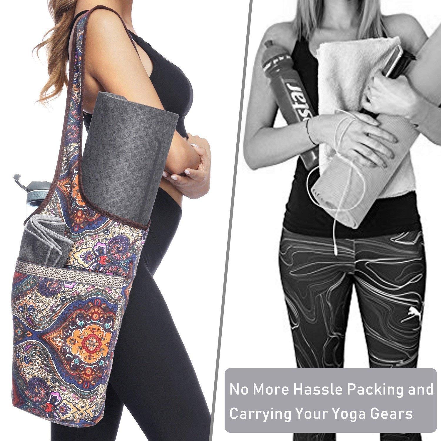 Entiforry Yoga Mat Bag with Large Size Pocket and Zipper Pocket, Yoga Mat Str…