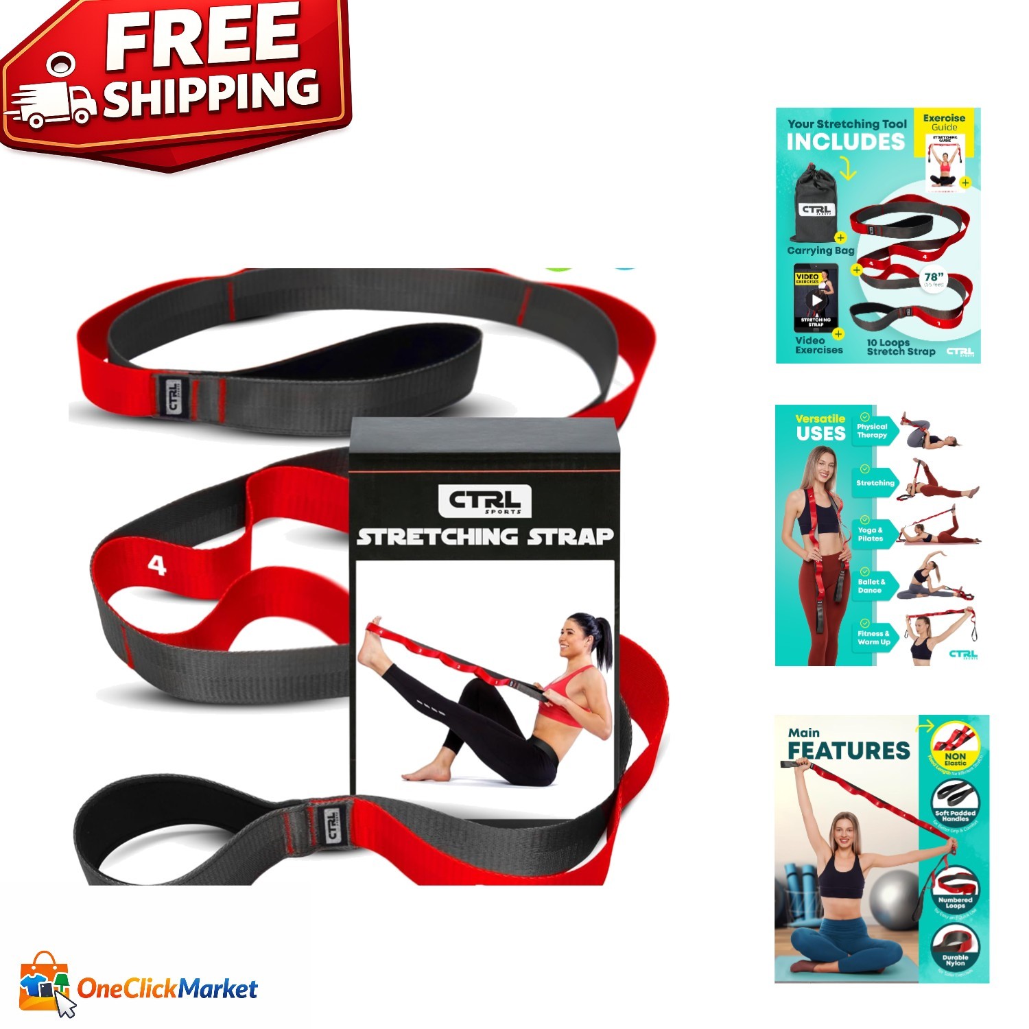 Portable Stretching Strap with Comfort Handles – Perfect for Exercise & Therapy