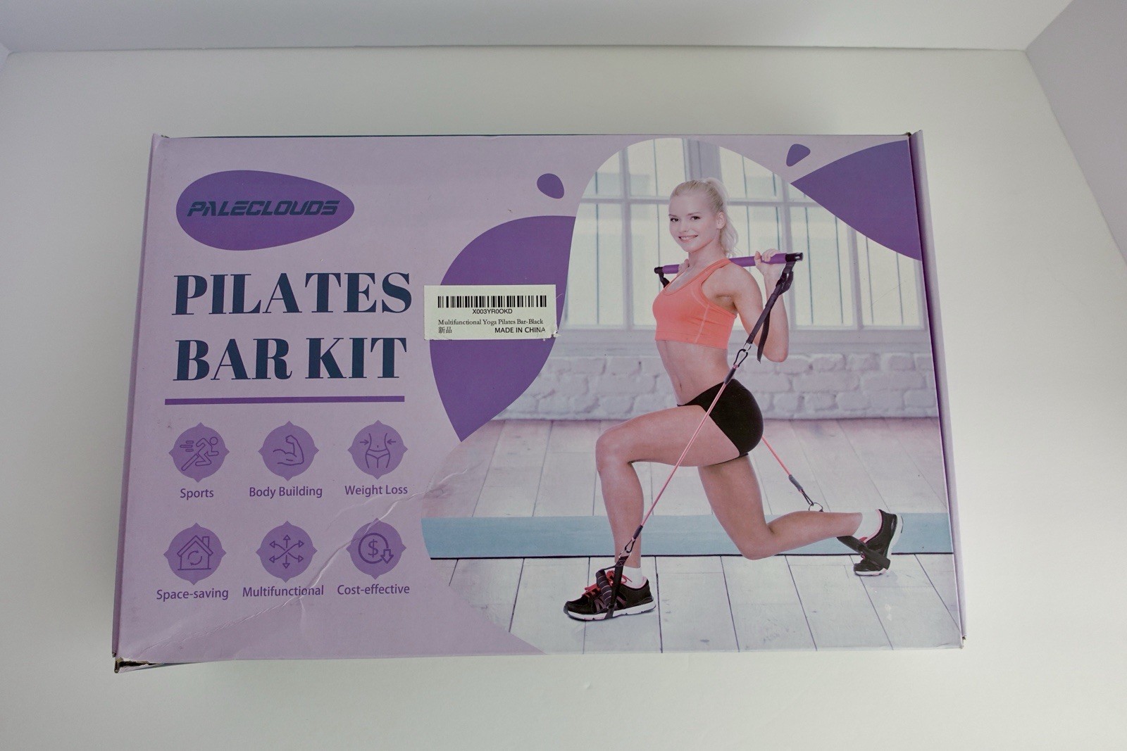 PILATES BAR KIT NEW with Resistance Bands, Training Guide, Black/Purple