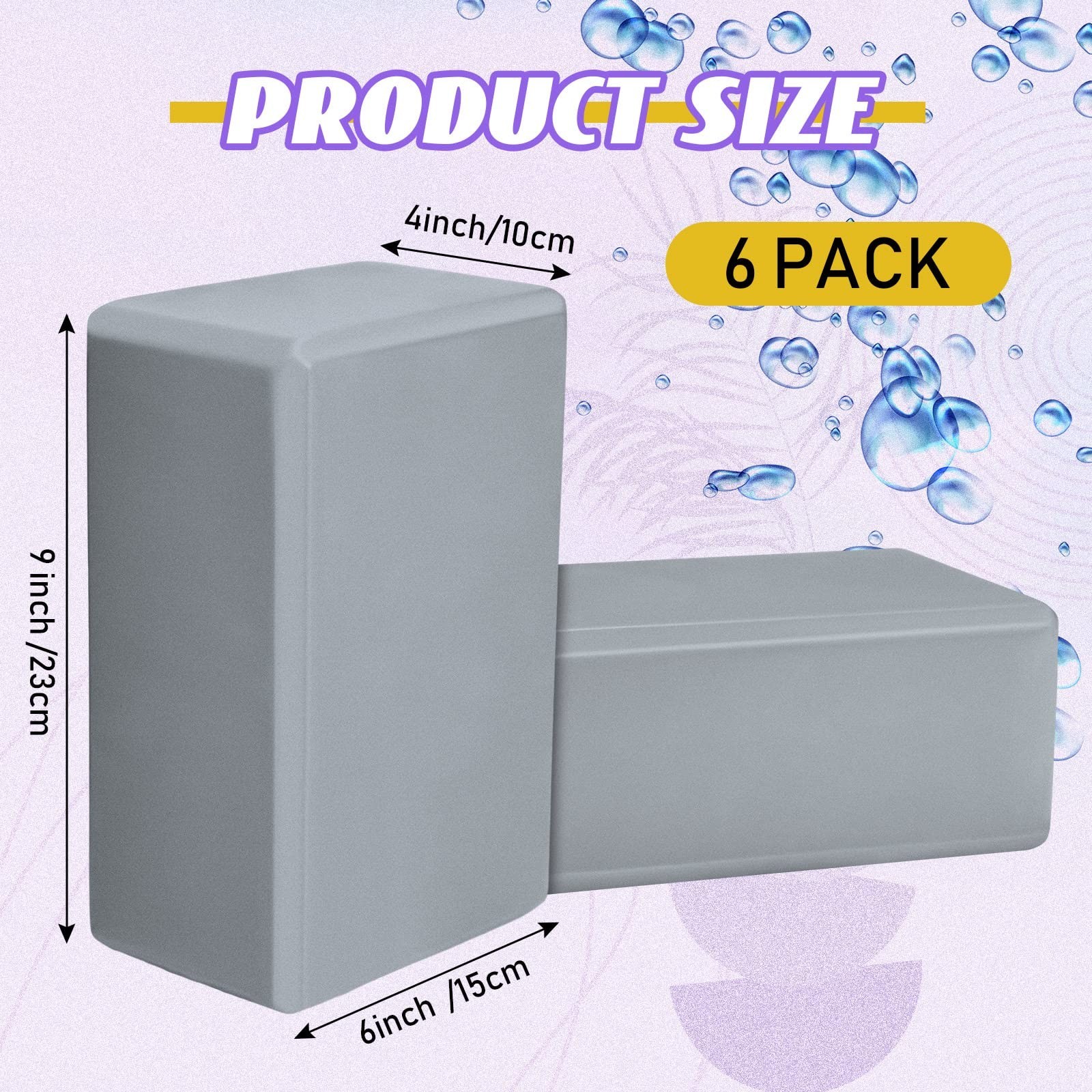 6 Pack Yoga Blocks Bulk 9 x 6 x 4 Inch Eva Foam Lightweight Yoga Bricks Non S…