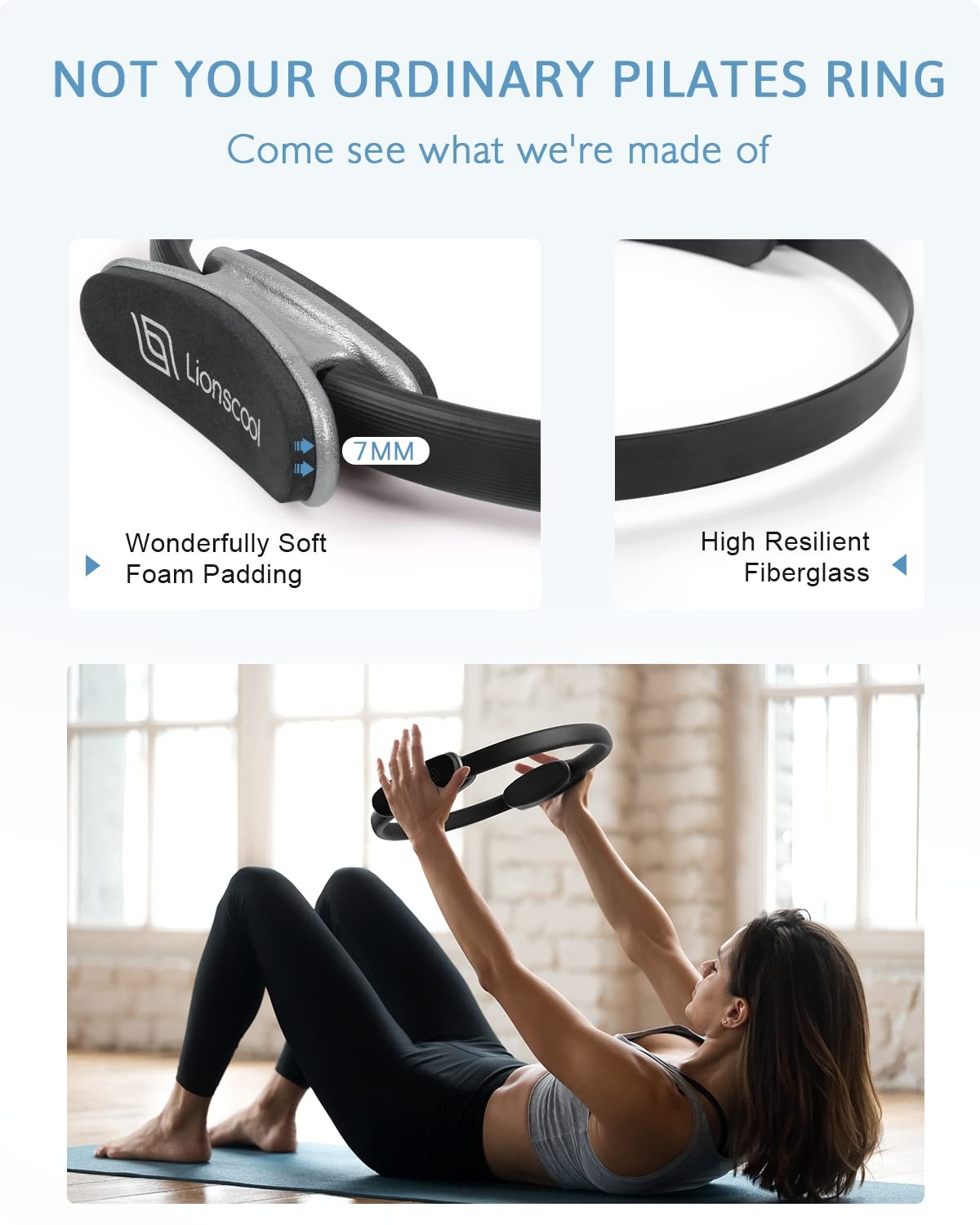 LIONSCOOL Pilates Ring Set (Black) 14inch, Black