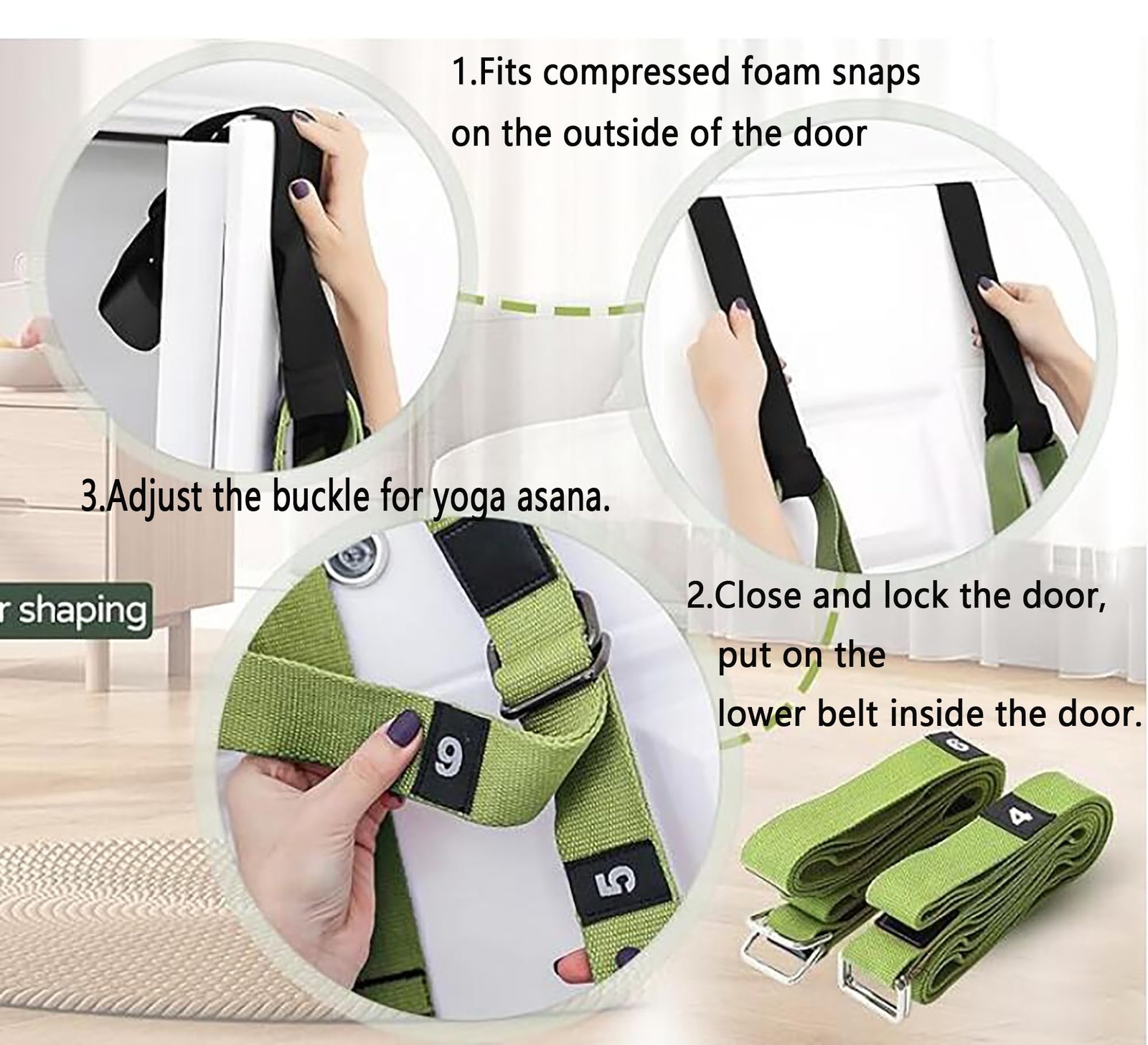 Yoga Stretching Strap,Stretching Equipment with Door Anchor,Back Stretcher fo…