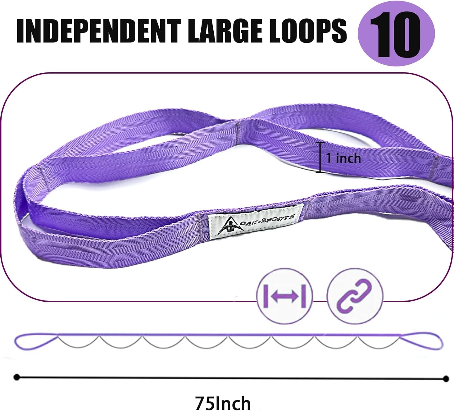 Yoga Stretch Strap with Loops Exercise Flexibility Band
