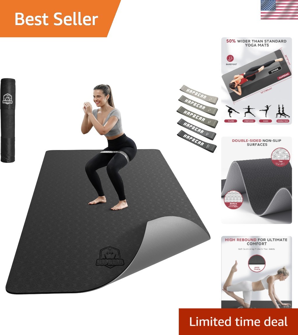 Luxury 72&Prime;x36&Prime; Thick TPE Yoga Mat – Non-Slip, Includes Resistance Bands & Bag