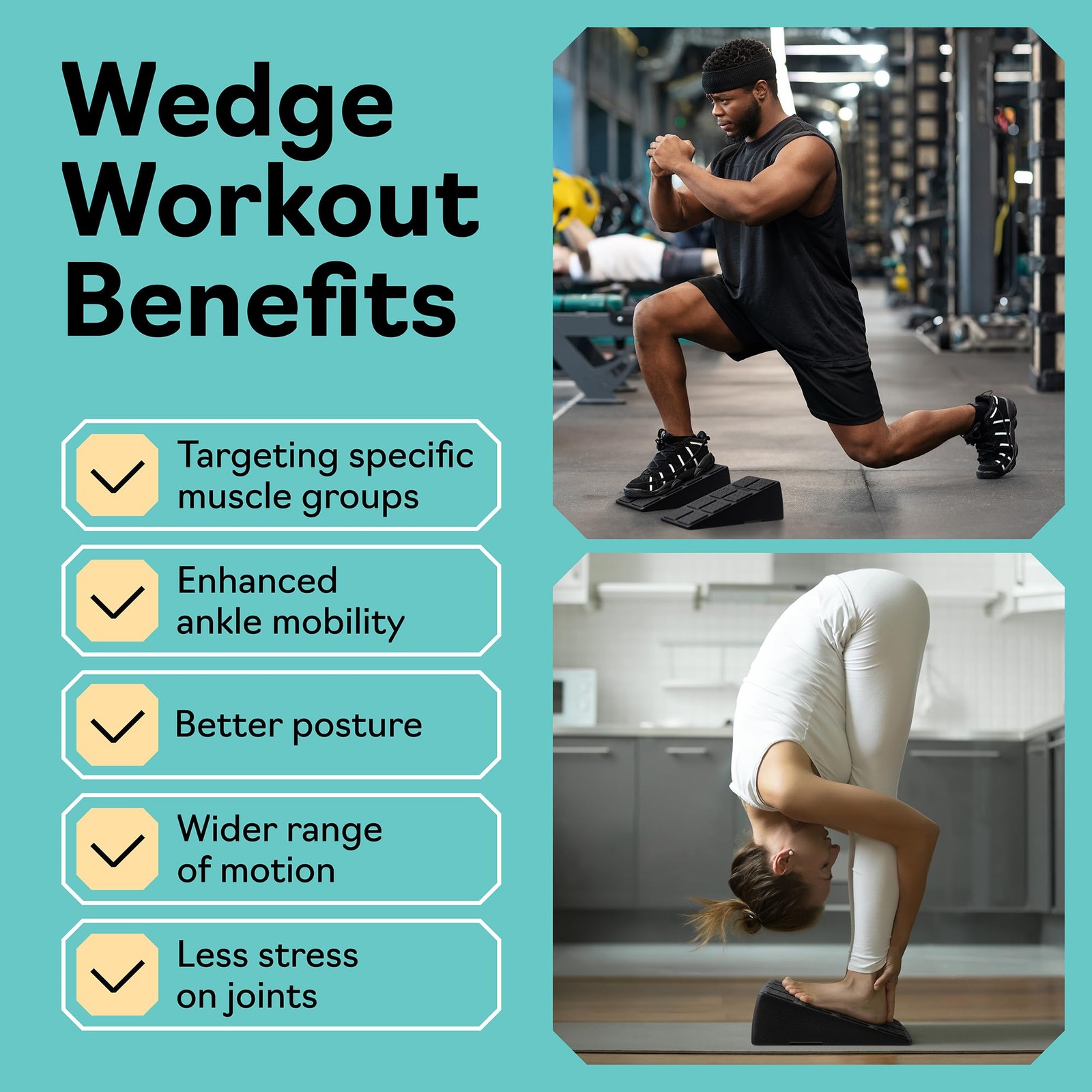 Squat Wedge Block Set of 3/5 – 960 LBS Capacity – Slant Board for Calf Stretc…