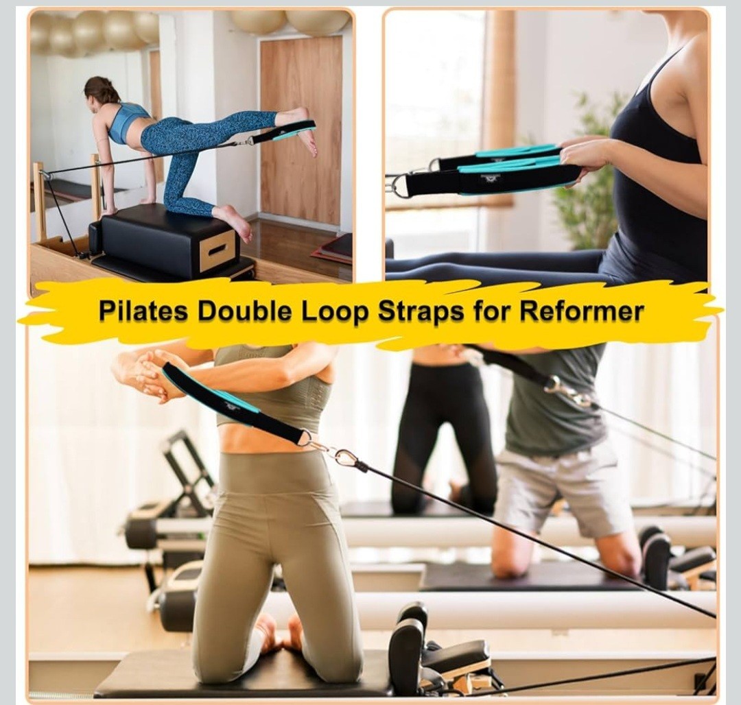 Pilates Double Loop Straps, Thickened D-Ring Handle Fitness Strap, 2 Length Yoga