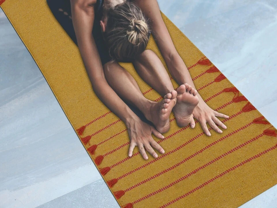 Yoga Mat Thick Organic Cotton Training Stretching Fitness Workout Pilates Rugs