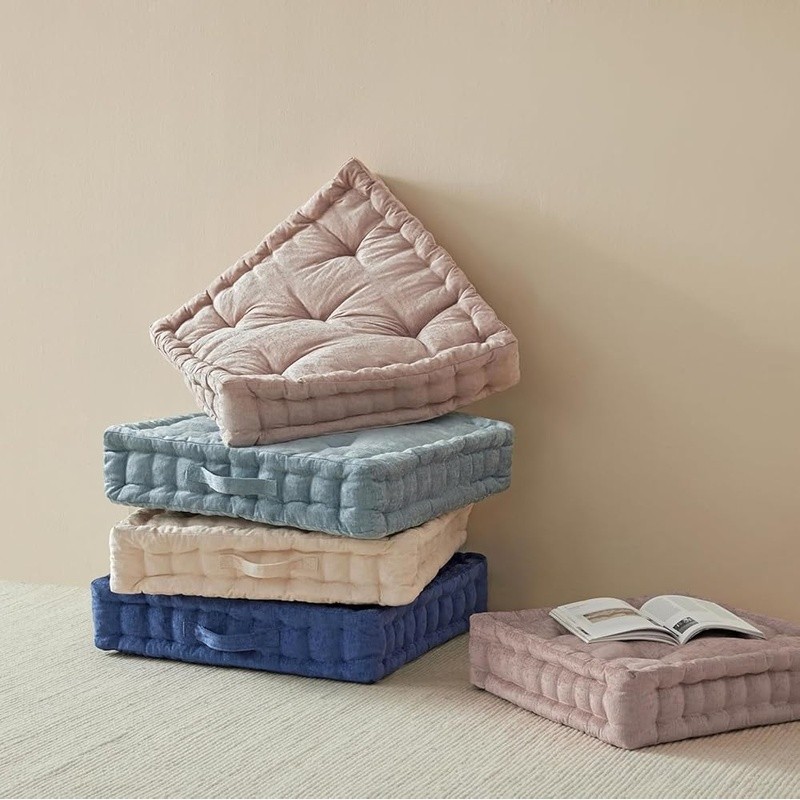 Large Floor Cushion Tufted Meditation Pillow Yoga Support Portable Handle New