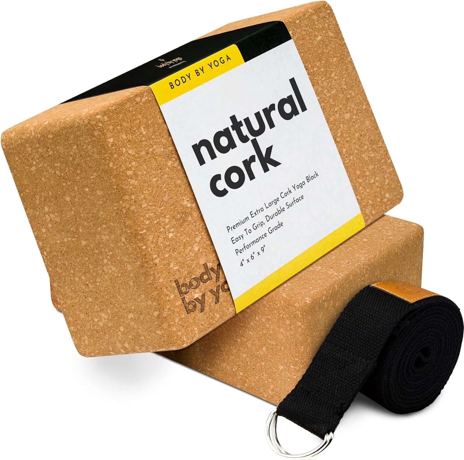 Cork Yoga Blocks 2 Pack – High Density Non Slip with Select Cork Grain for Ch…