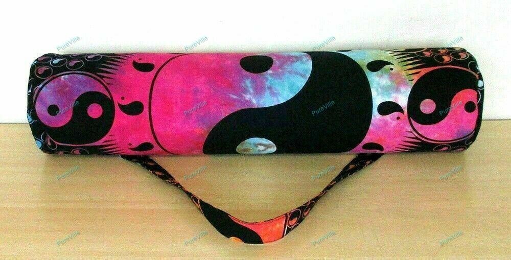 Indian Tie Dye Multi Mandala Yoga Mat Carrier Gym Bag With Shoulder Strap Throw