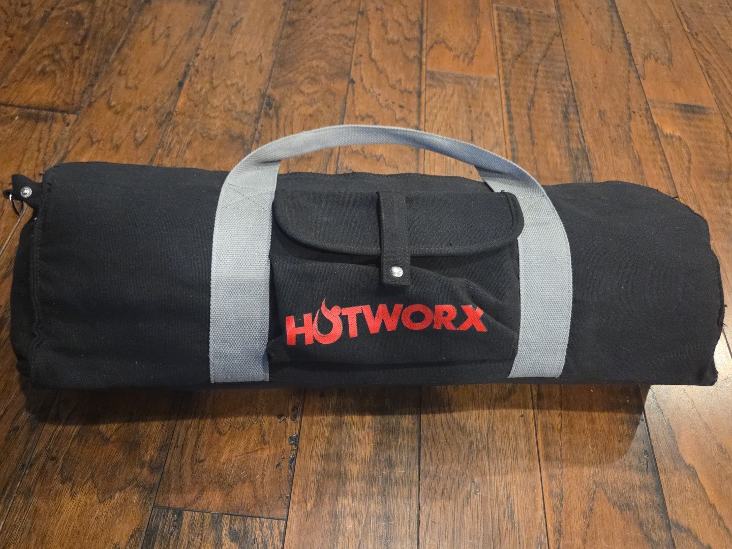 HOTWORX Brown Yoga Mat & Gray Black Non-Slip Towel & Black Rectangular Carry Bag