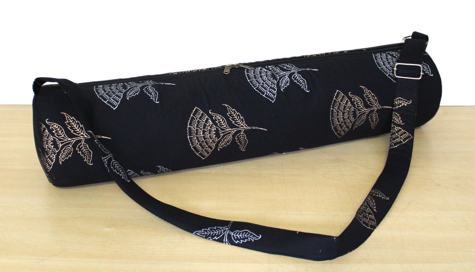 Indian Black Flower Yoga Mat Carrier Bag Mandala Large Shoulder Strap