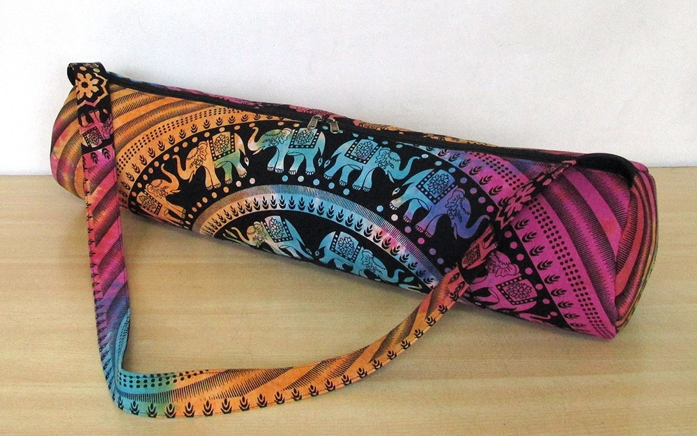 Indian Multi Elephant Yoga Mat Carrier Bag Mandala Large Shoulder Strap