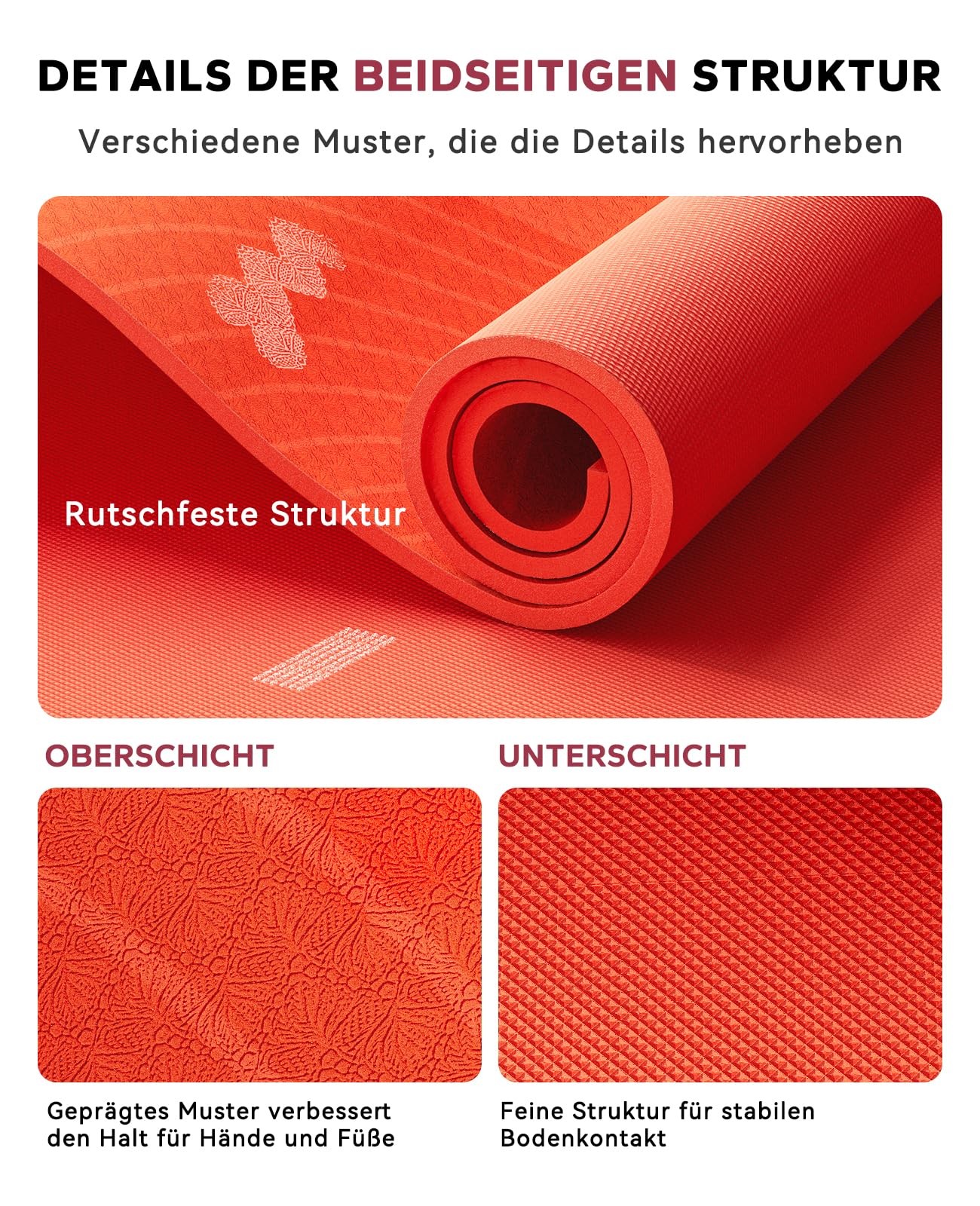 Yoga Mat XXL 213×76cm – 8mm Thick, Double Sided High Density PVC Non Slip…