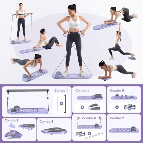 ROSSEMIA PILATES BOARD PORTABLE PILATES REFORMER EQUIPMENT WITH TIMER – PURPLE