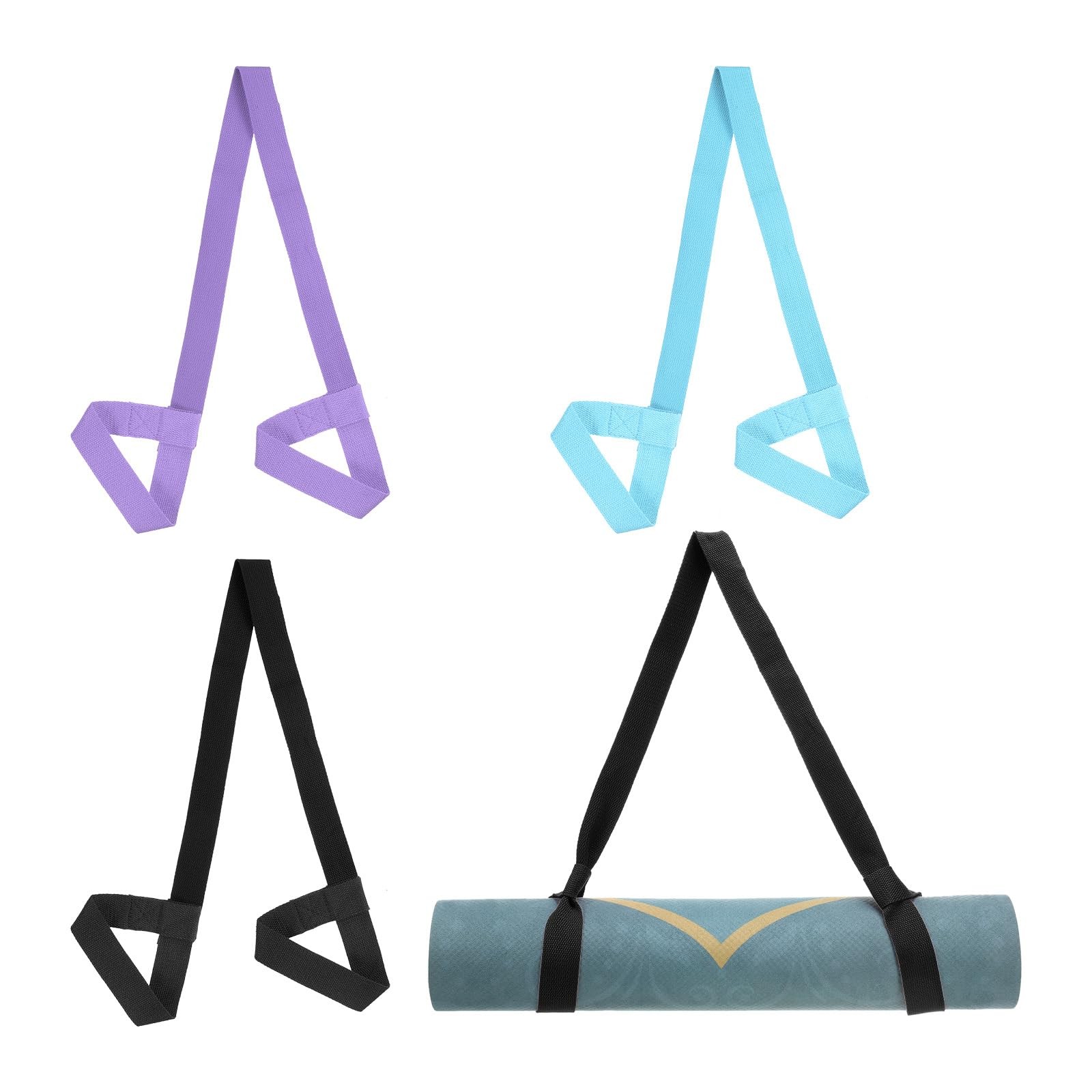 PATIKIL Yoga Mat Strap, 4 Pack 150×3.8cm, Black/Light Purple/Sky Blue