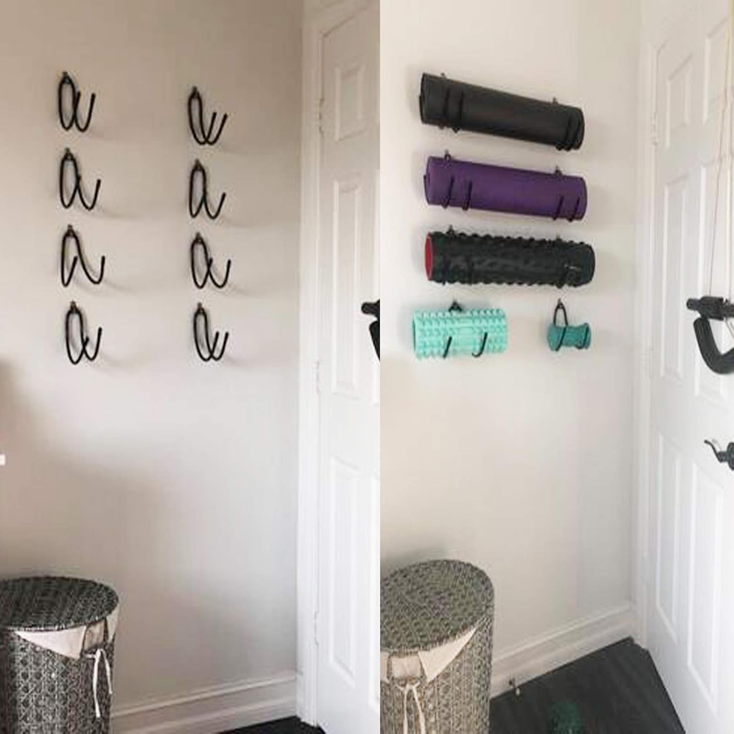 4 Pack Yoga Mat Holder Wall Mount Yoga Mat Foam Rollers Wall Rack Wall Storage M