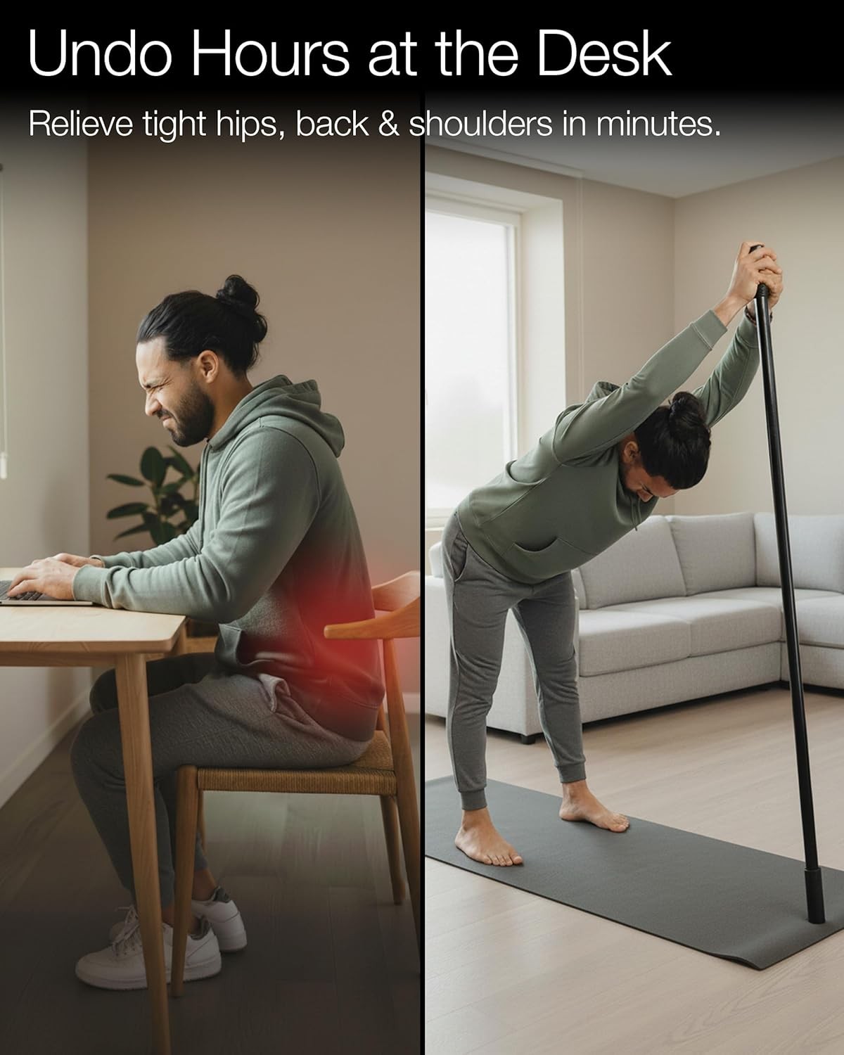 Yoga Stick 5ft Bamboo Stretching Stick with Video Tutorials
