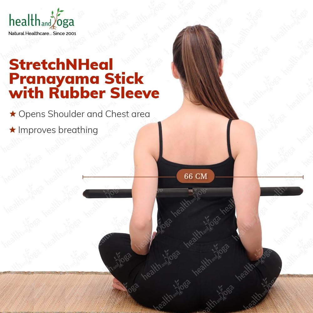 HealthAndYoga™ StretchNHeal Multipurpose Wooden Pranayama Stick with Padded C…
