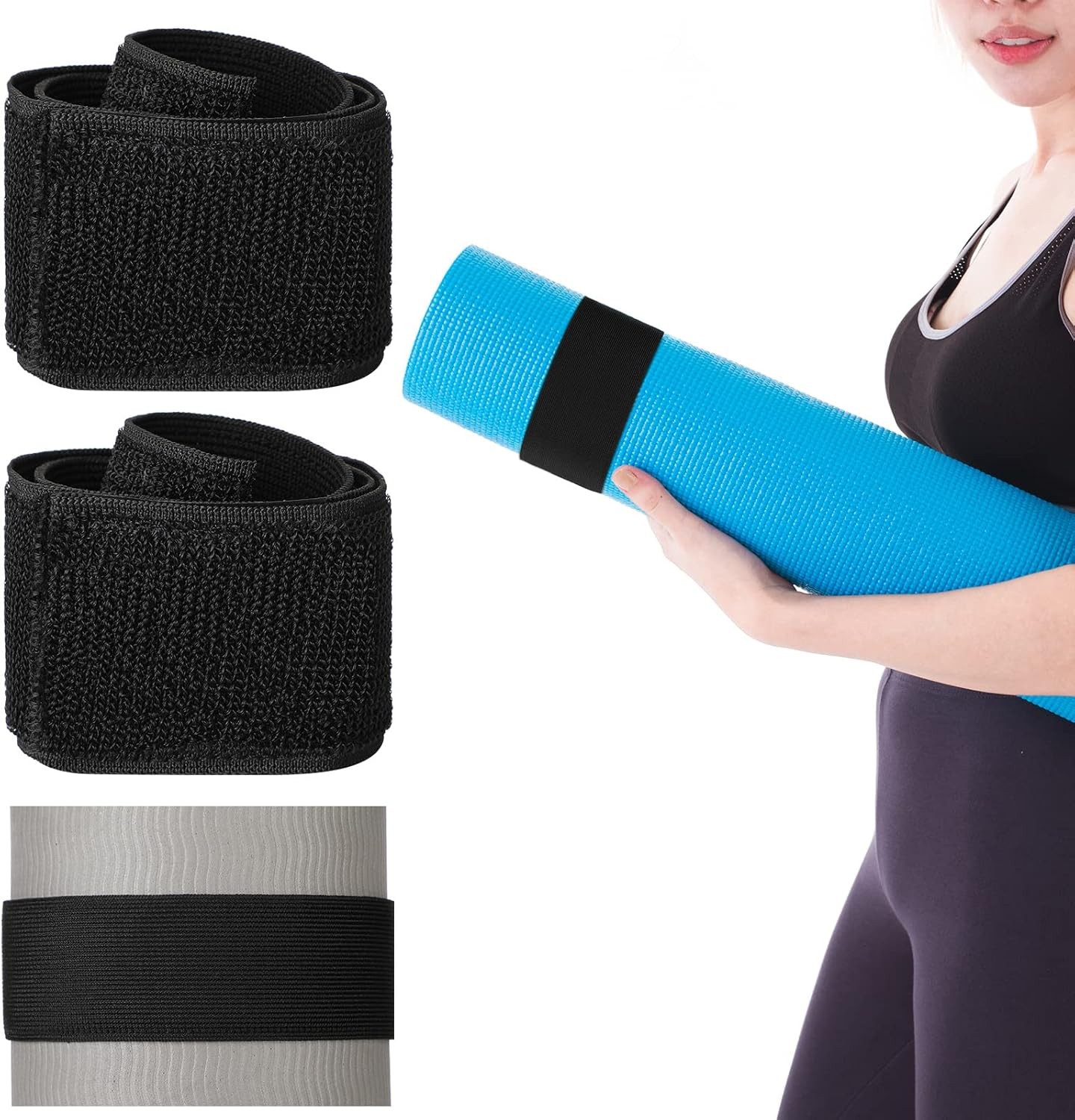 Honoson 4 Pcs Nylon Yoga Mat Strap Stretchable Holder Straps Heavy Duty Bungee S