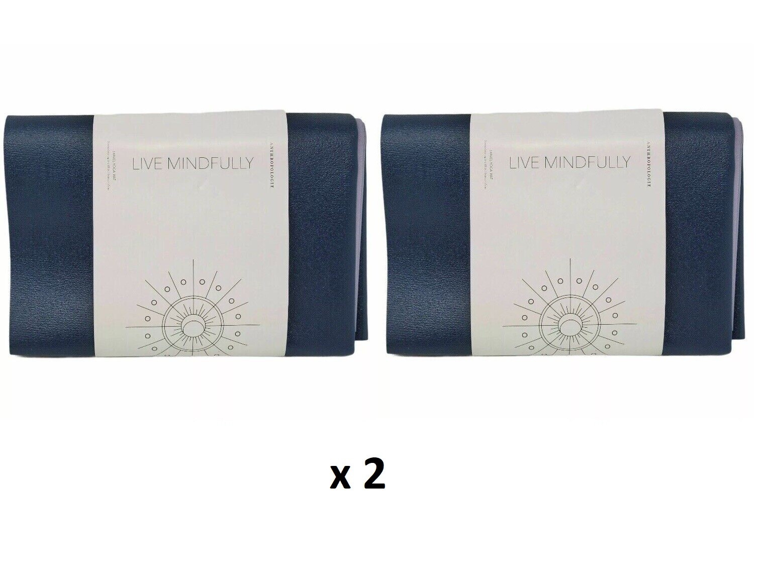 LOT 2 ANTHROPOLOGIE LIVE MINDFULLY TRAVEL YOGA MAT PILATES FITNESS EXERCISE PAD