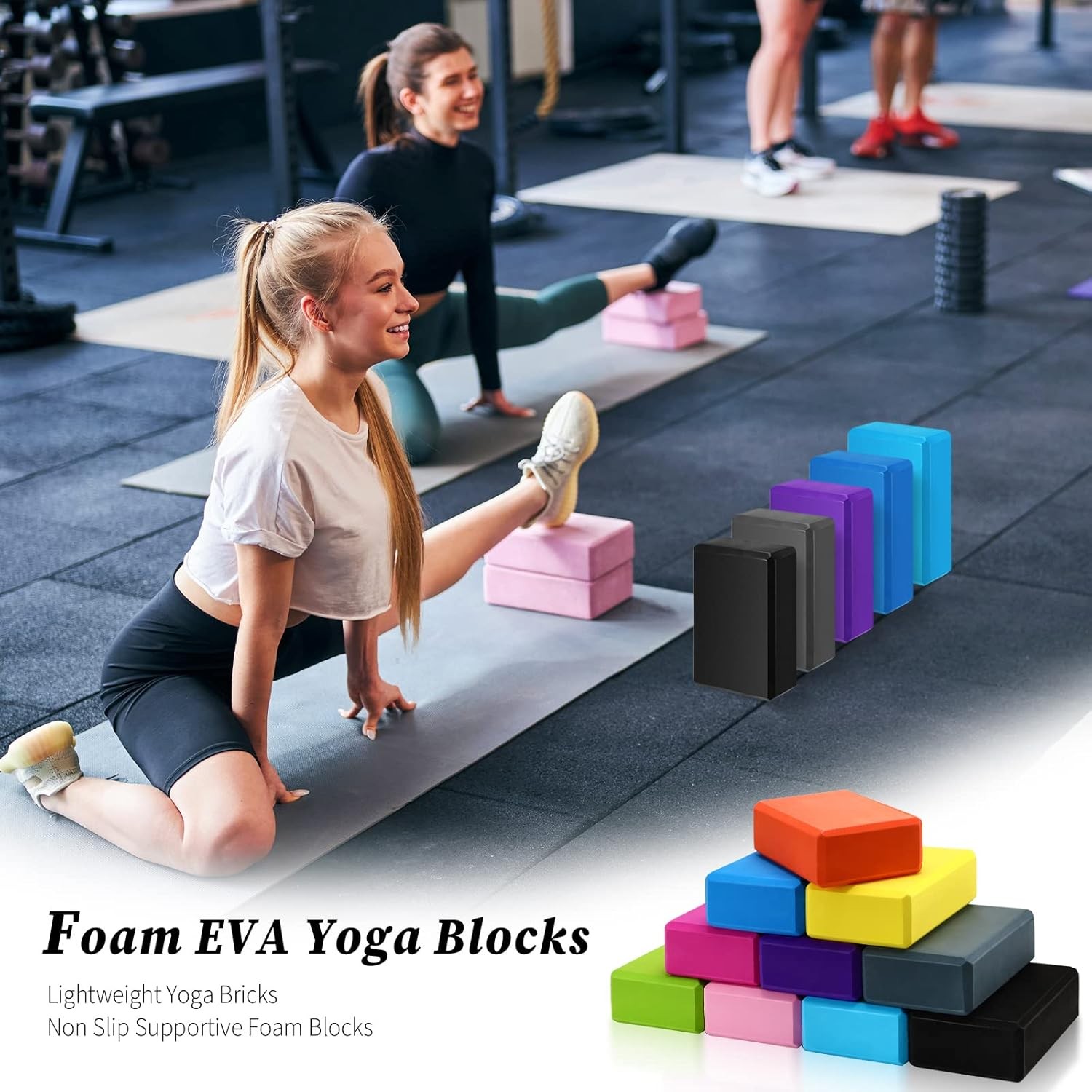 10 Pcs Foam EVA Yoga Blocks Lightweight Non Slip Supportive Yoga Bricks for Pila