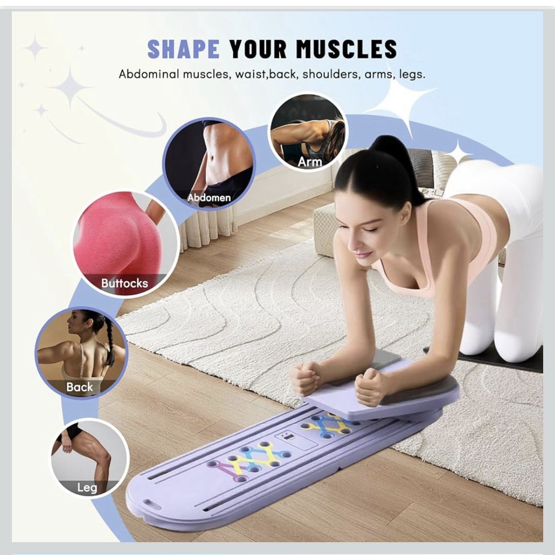 Pilates Board – Pilates Reformer Set, 7 in 1 Pilates Board for Home Workout