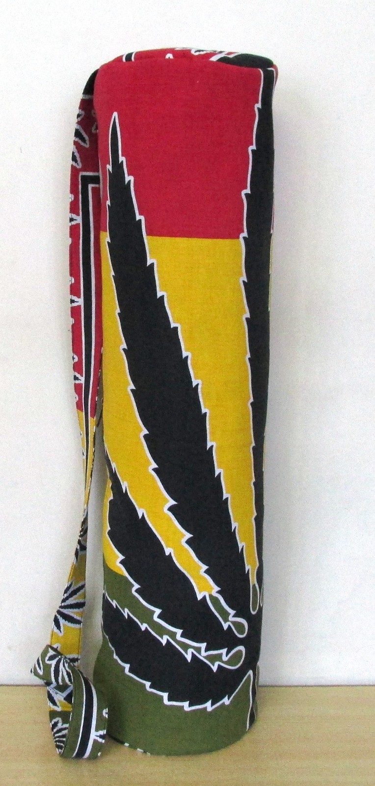 Bag Indian Handmade Leaf Print Cotton Yoga Mat Carrier Bag with Shoulder Strap @