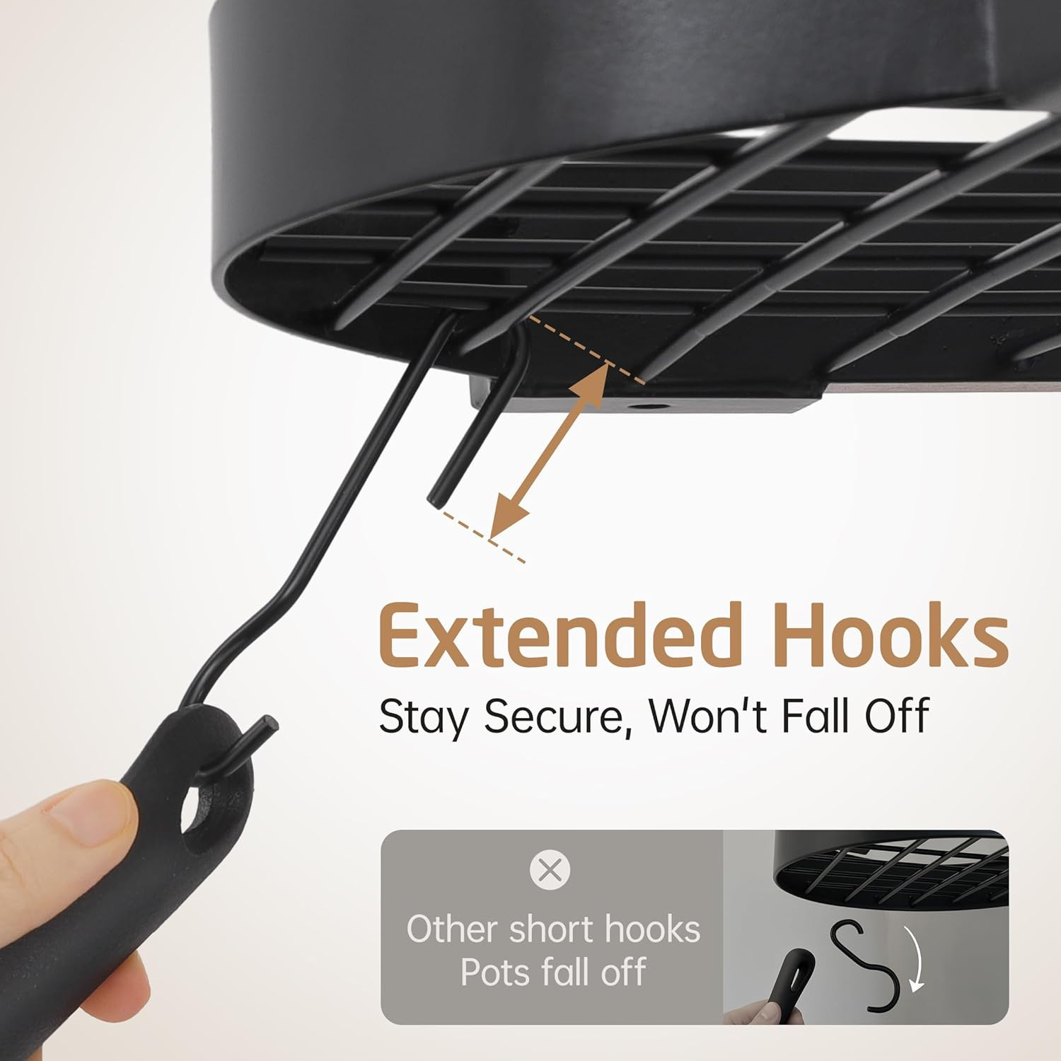 48 Inch Large Hanging Pot Rack Ceiling Mount with 130Lb High-Capacity, Ceiling P
