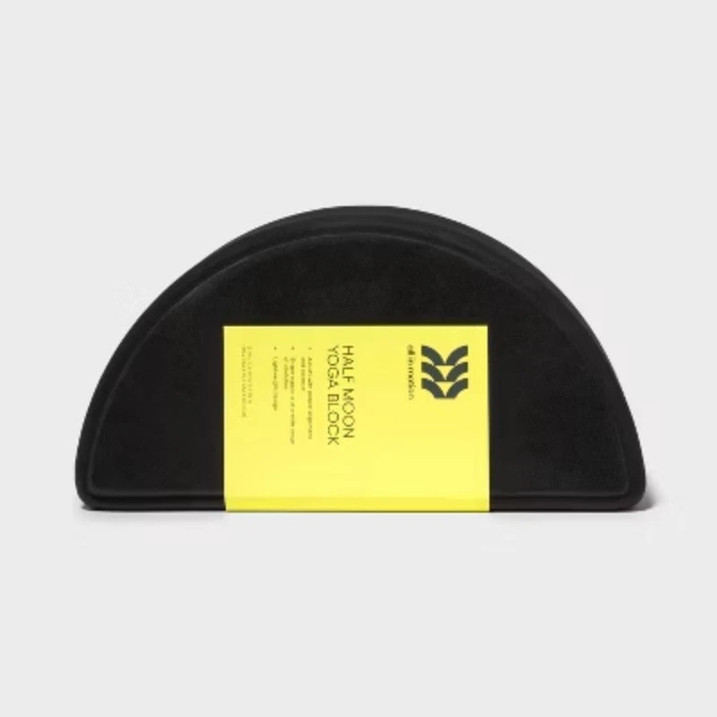 ALL IN MOTION HALF MOON YOGA BLOCK – EVA FOAM FITNESS ACCESSORY – BLACK