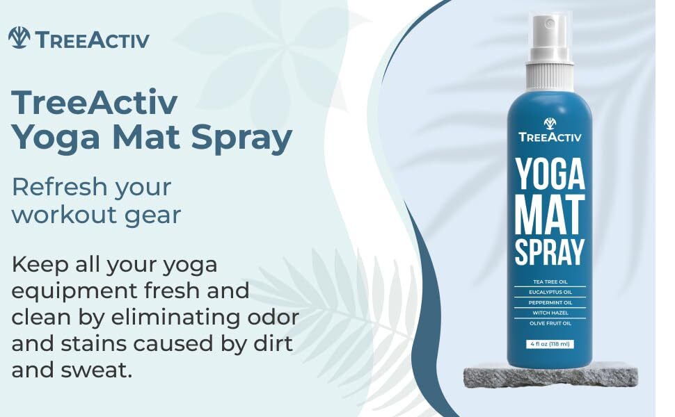 TreeActiv Non-Slip Yoga Mat Spray 4 fl oz, for Mats & Gym Equipment, 1000 Uses