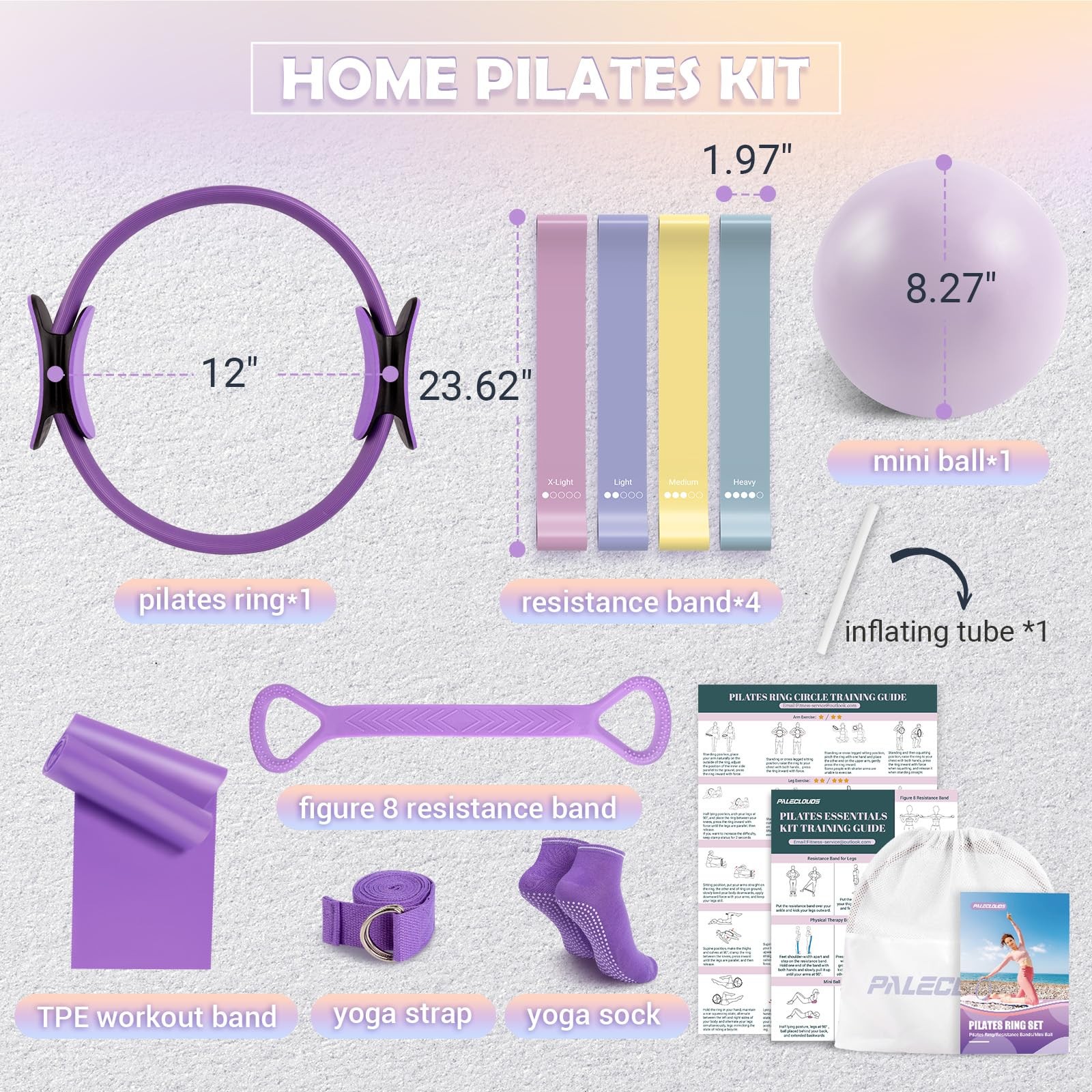 Pilates Ring Set for Women, 12&Prime; Pilates Ring and Ball Set with Resistance Ban…