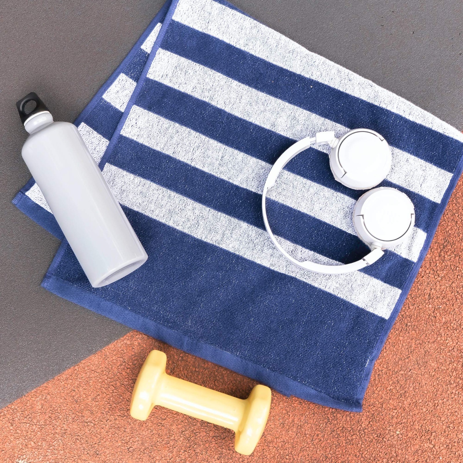 Premium 100% Turkish Cotton Striped Workout Towels (2 Pack) – Super Absorbent, L