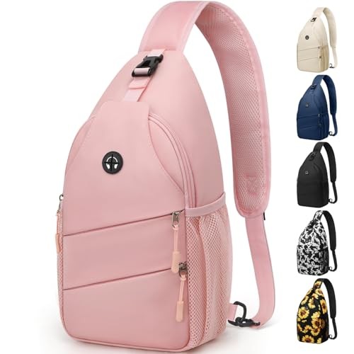 Crossbody Bags for Women Men Trendy Sling Bag Backpack Casual Chest Large Pink