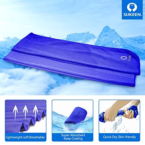 Sukeen Cooling Towel for Neck and Face 40&Prime; x 12&Prime;, Dark Blue/Green/Pink/Grey