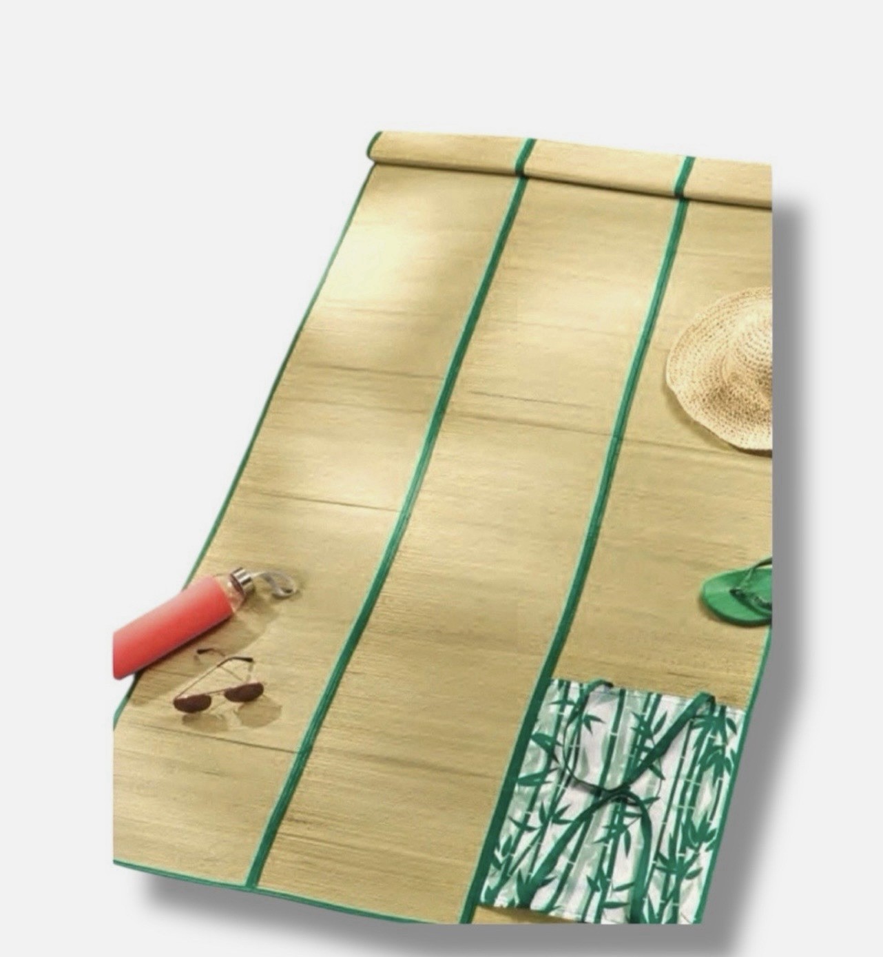Avon On-the-Go Bamboo Non-Slip Yoga Mat 24 x 67 Rectangle Green/Beige Unisex