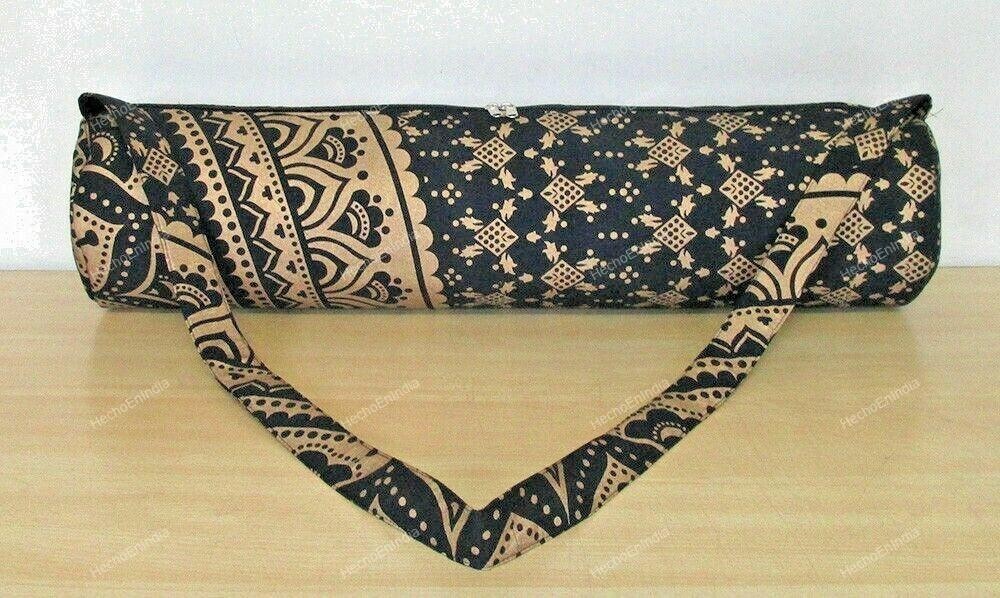 Mandala Black Gold Omber Yoga Mat Beach Exercise Carrier Bag With Shoulder